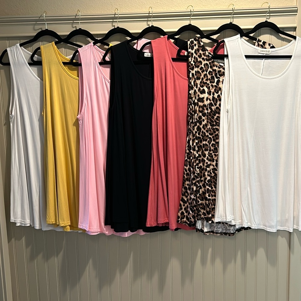LOT OF SEVEN LARACE Sleeveless Tunic Casual Swing Shirts - SIZE 2X NEVER WORN